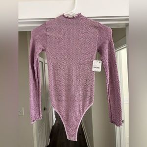 Free People Mara Mock Neck Bodysuit in Mauve - XS/S